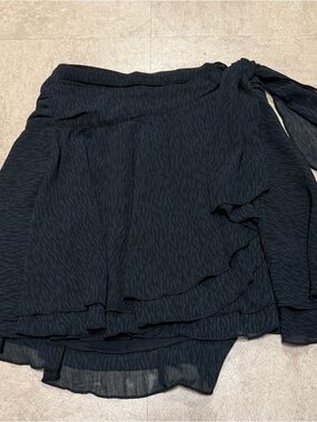 aerie Black Textured Wrap Skirt with Tie